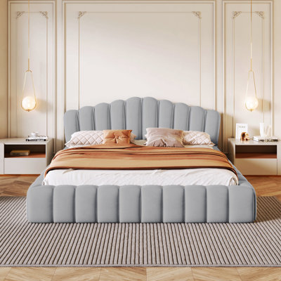 Tête de lit tapissier en velours pour lit double, sans sommier tapissier