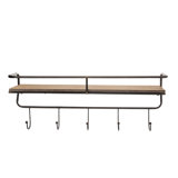 VIP Metal 24.21 in. Brown Wall Rack with Shelf and Hooks