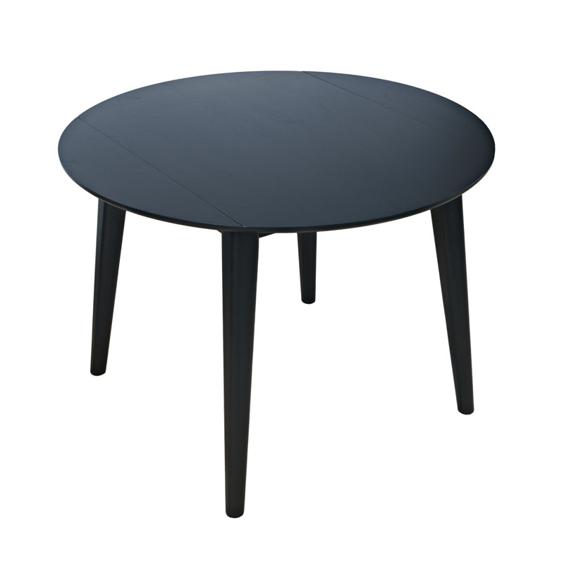 Daviston 42" Contemporary Round Drop-Leaf Dining Table, Black