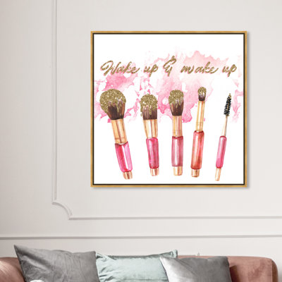 " Fashion And Glam Wake Up And Make Up, Pink " by Oliver Gal