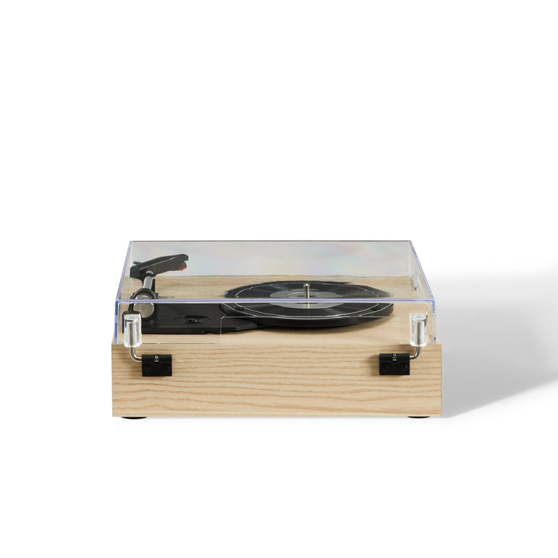Natural Wood Portable Belt Drive Turntable with Bluetooth