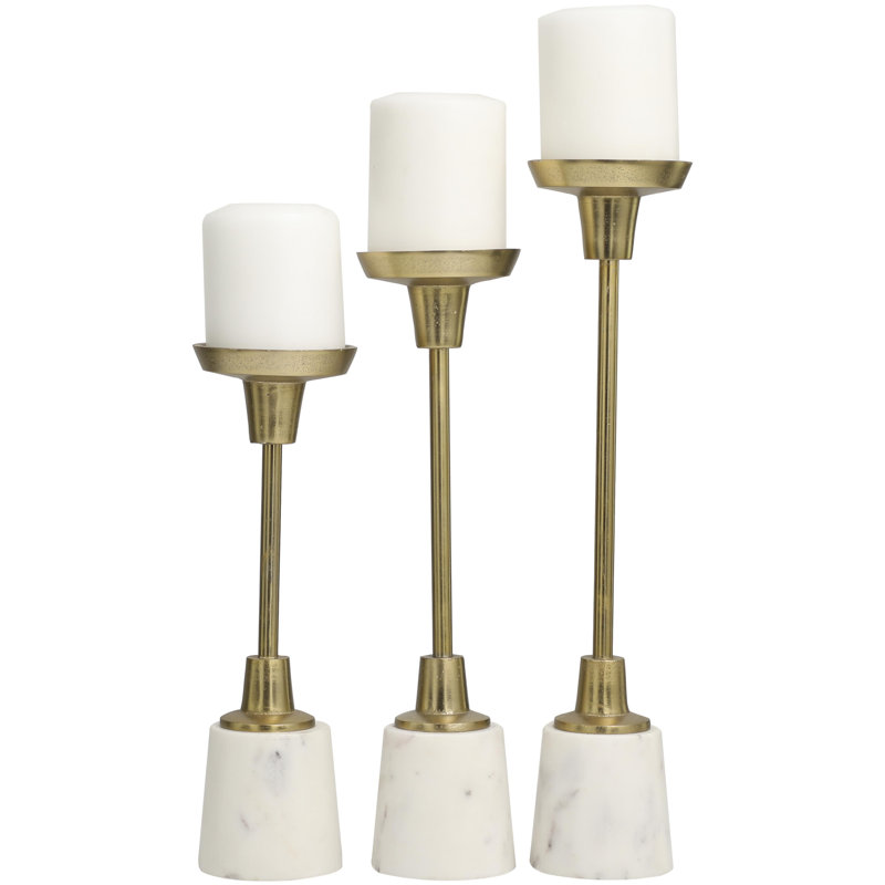 15.40'' H Tabletop Pillar, Gold/White