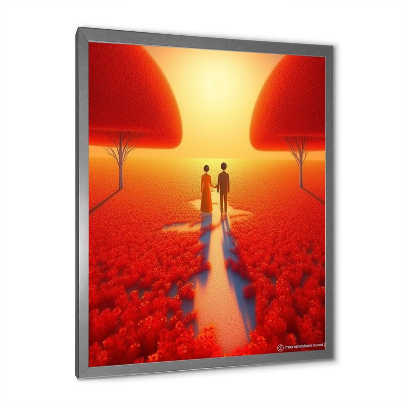 «Walking In The Summer Poppie Fields I», reproduction sur toile, H 20 po x l 12 po x P 1 po, Cadre simple argenté