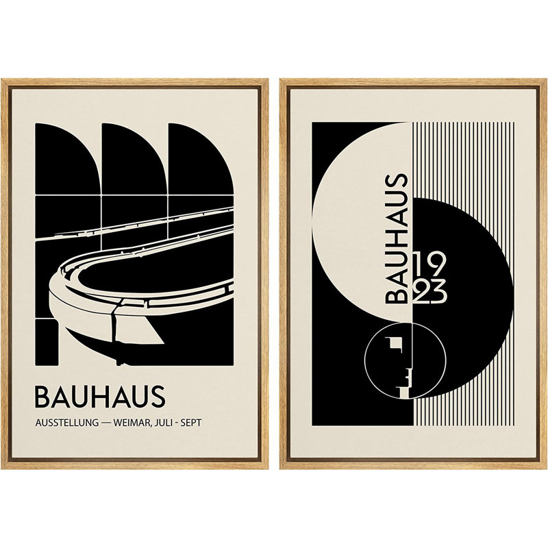 Art classique, blocs de couleurs, impression sur toile, ensemble d'art mural Bauhaus, H 24 po x l 32 po x P 1,5 po, Brun