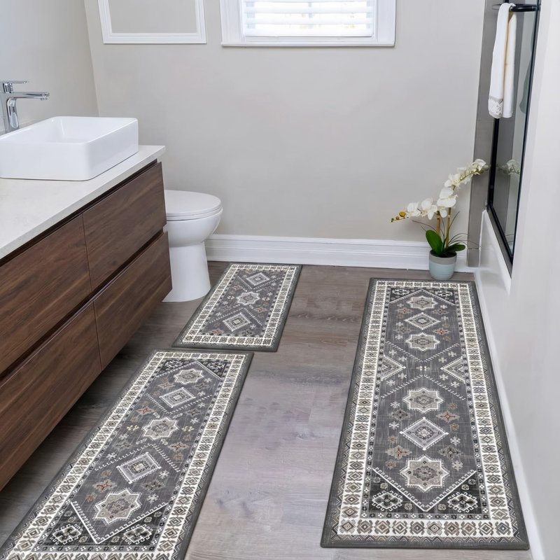 Ensemble de tapis et de tapis de cuisine antidérapants 3 pièces Boho