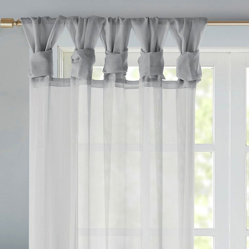 Twist Tab Voile Sheer Window Pair, 50" W x 84" L, Light Gray