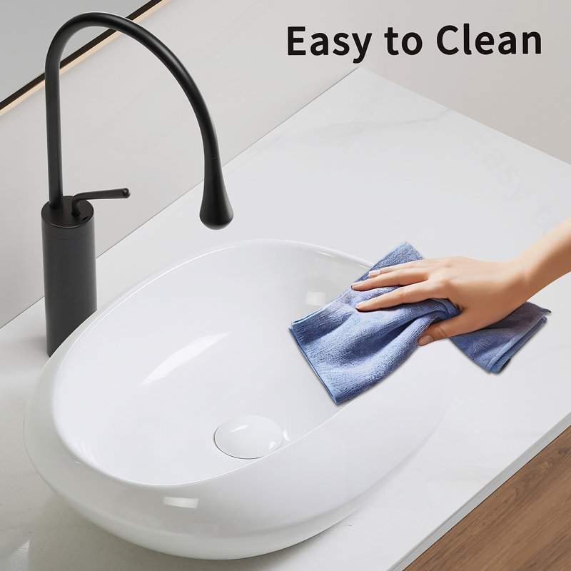 Oval Ceramic Vessel Sink For Small Countertops