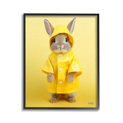Lapin en manteau de pluie, estampe numérique encadrée par RB