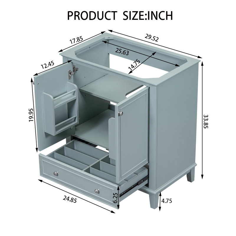 Meuble-lavabo sur pied simple 30 po sans comptoir, Vert