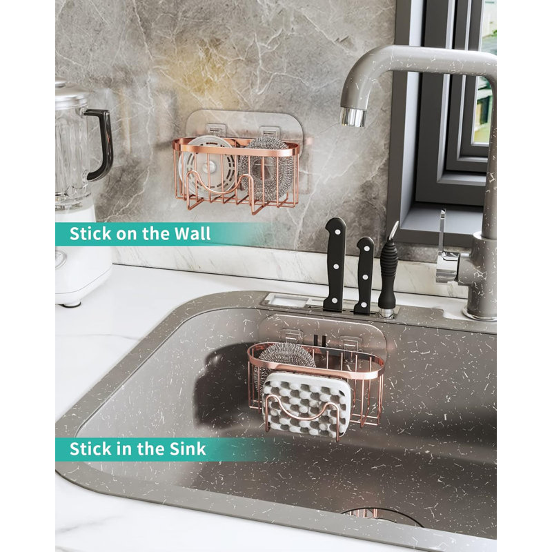 Multifunctional Stainless Steel Sink Sponge Holder With M-Shaped Design, 2 Installation Methods, Fast Drainage, Space-Saving Kitchen Organizer For Sponge, Brush, And Scraper