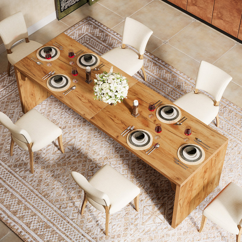 78.64-inch Long Dining Table for 6-8, Wooden Kitchen  Table for Dining Room, Brown