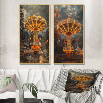 Carousel Amusement Parks Adventure I - Ensemble de 2 pièces d'art mural parcs d'attractions