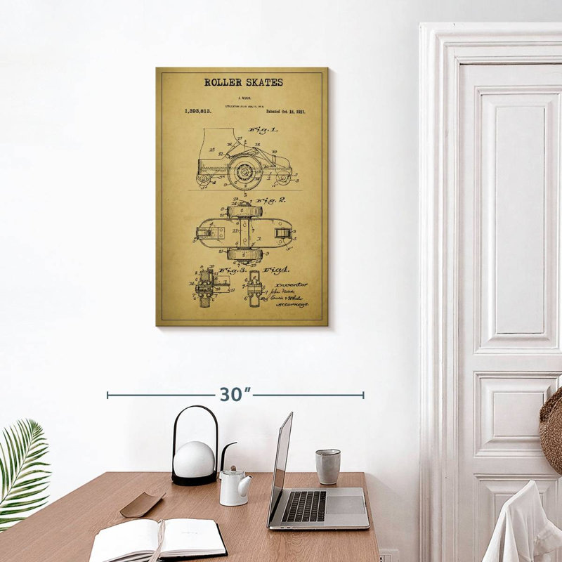 Roller Skates Patent, 30" H x 20" W
