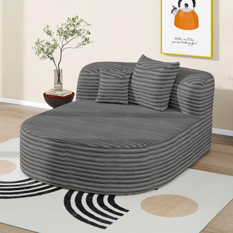 Méridienne intérieure 51,6 po, canapé-lit rembourré sans os, canapé à compression avec deux coussins de soutien, Gris