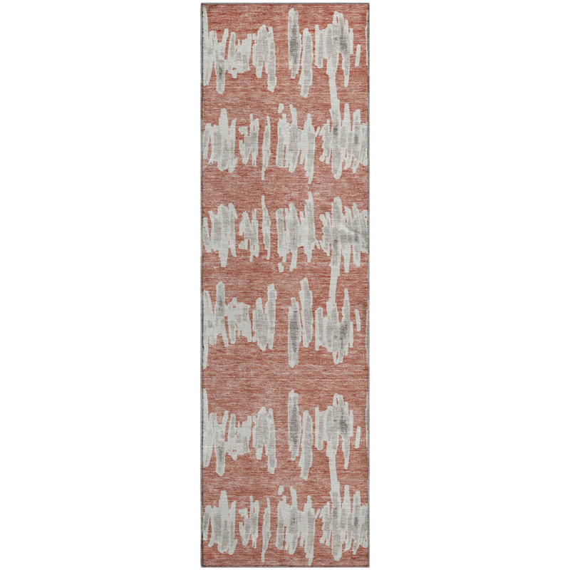 Tapis saumon Prisco lavable à la machine de qualité supérieure, Tapis de couloir 2 pi 3 po x 7 pi 6 po