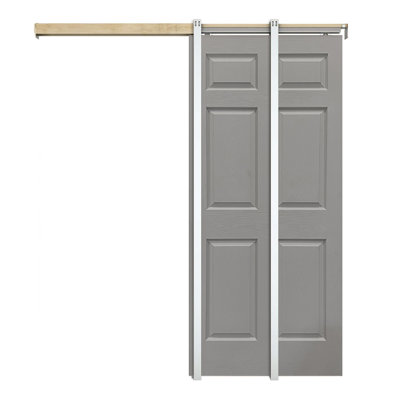 80'' Hollow Paneled Painted without Installation Hardware Kit Sliding Closet Doors