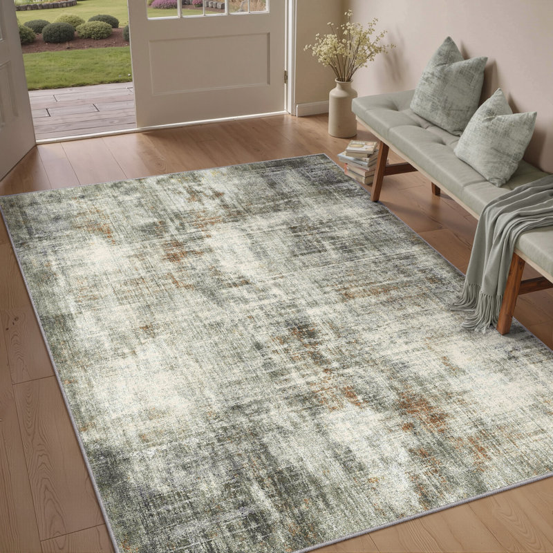 Asher Modern Abstract Machine Washable Area Rug With Non-Slip Backing, Rectangle 5' x 7'