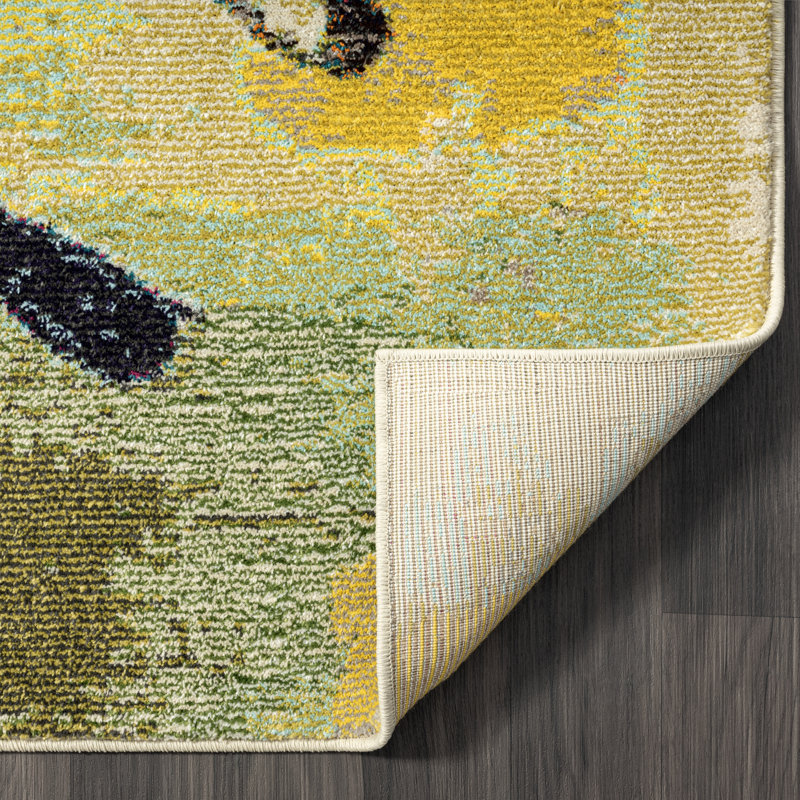 COLORWRKS Sunny Pastels Abstract Area Rug in Yellow, Rectangle 5'6" x 8'6"