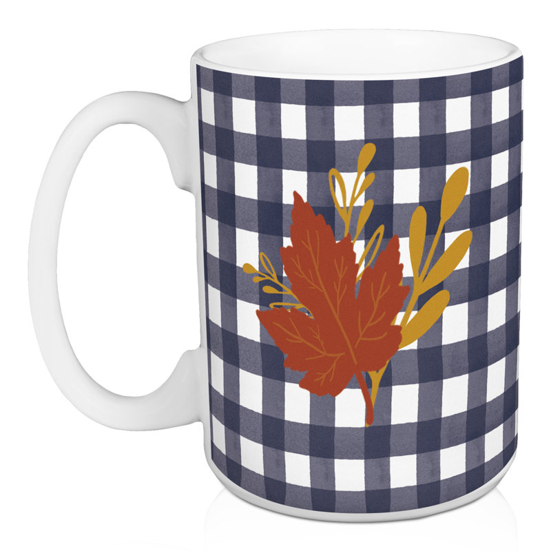 Navy Buffalo Check Mug - Set Of 2