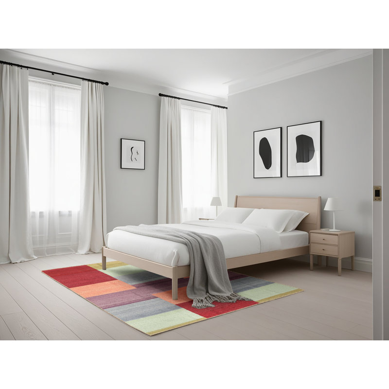 Tapis abstrait rouge / rose, Rectangle 5 pi x 7 pi