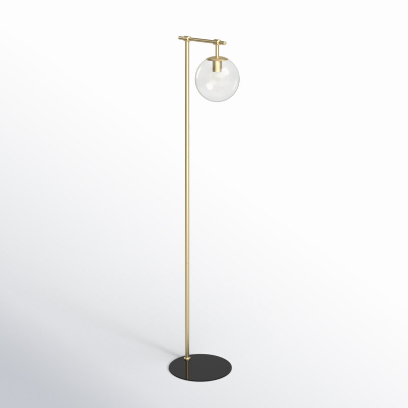 Anabella 58'' Swing Arm Floor Lamp, Gold, Smoked