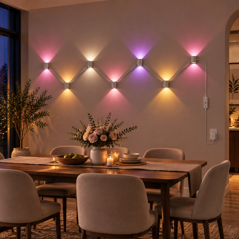 Lumary 9.2 ft Smart Wall Sconces with 7 Adjustable LED RGBAICW Lights, Indoor WiFi Wall Lights for Room Decor, Compatible with Alexa/Google Assistant