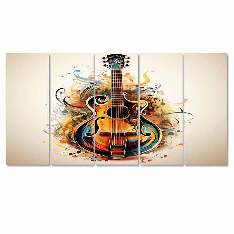 «Otelia - Music», art mural sur toile, 5 pièces, H 32 po x l 80 po