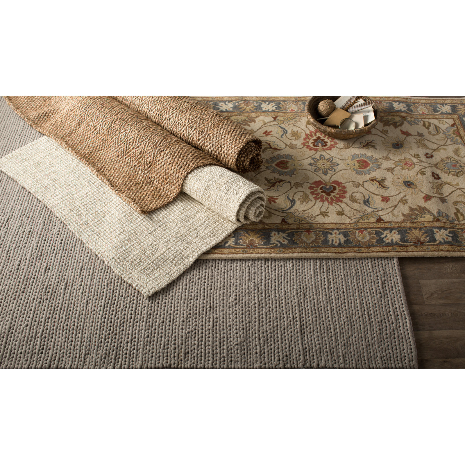 Asta Ivory Hand-Woven Flatweave Jute Rug, Rectangle 3' x 5'