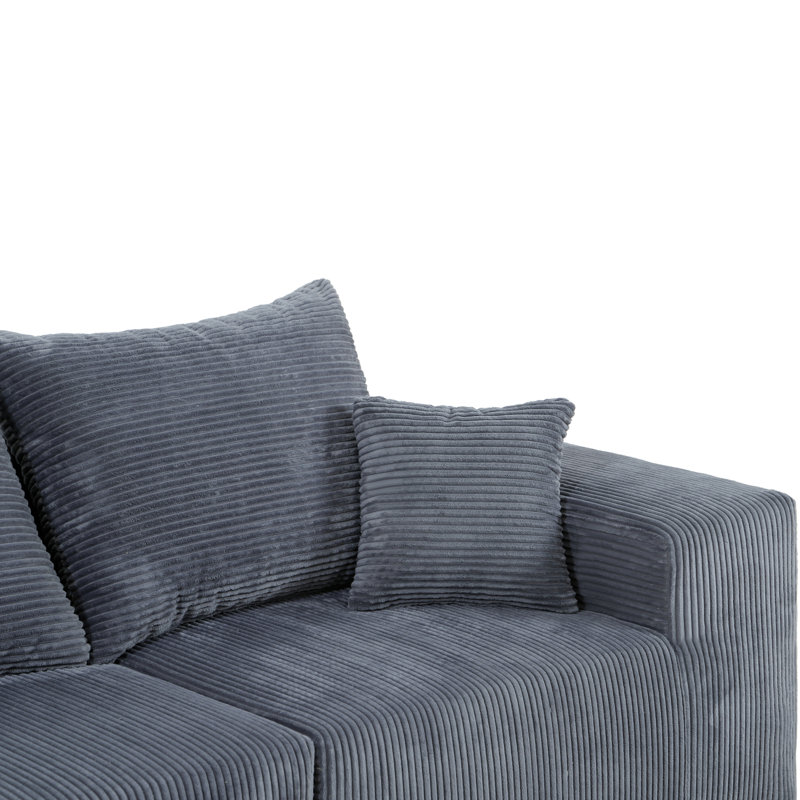 Canapé modulaire en velours côtelé Clementino, Gris