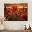 Champ de coquelicots rouges avec coucher de soleil II sur bois-1488129481