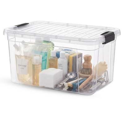  Boîtes de rangement transparentes avec couvercles, bacs de rangement en plastique de 11 pintes pour l'organisation, caisses empilables, sans BPA, non toxiques, sans odeur, organisateurs pour la maison, le bureau, l'école et le dortoir, paquet de 10