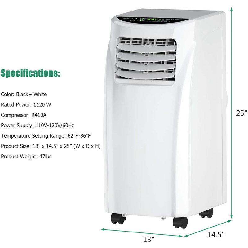 Gymax 8000 BTU Portable Air Conditioner with Dehumidifier Function and Fan