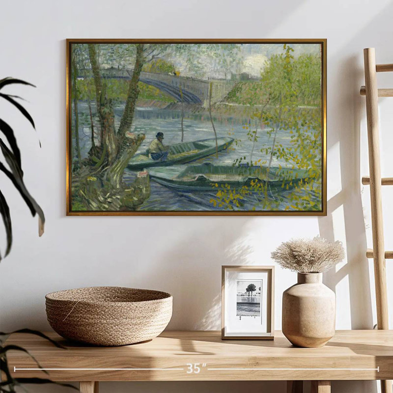 Pêche au printemps, Cadre flottant doré, 25 po x 17 po