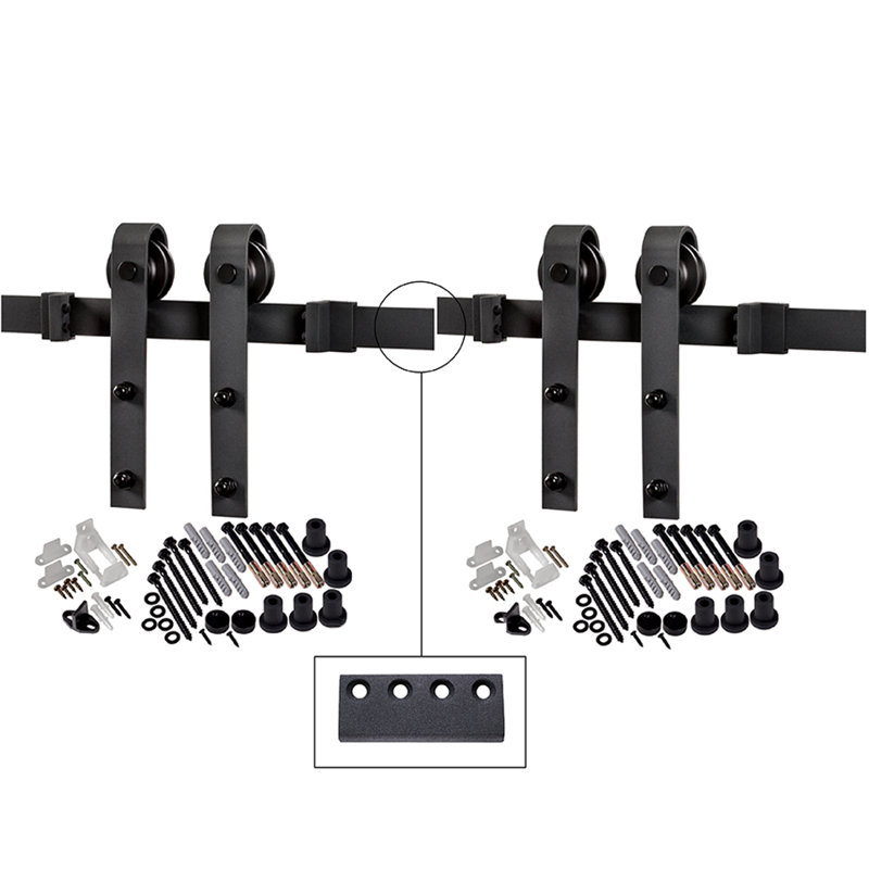 Primed Black Solid Core Bi-Parting Barn Door Kit