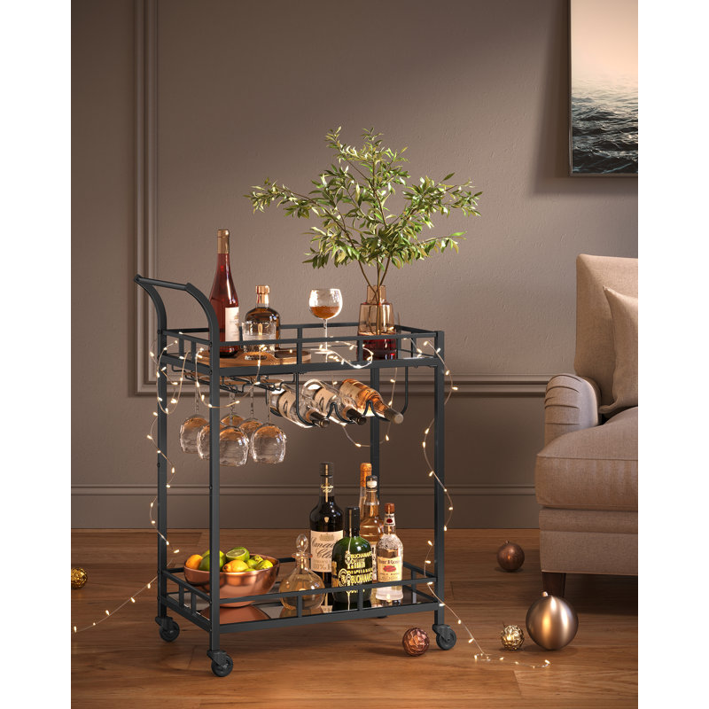 Aarnav Metal Bar Cart, Black