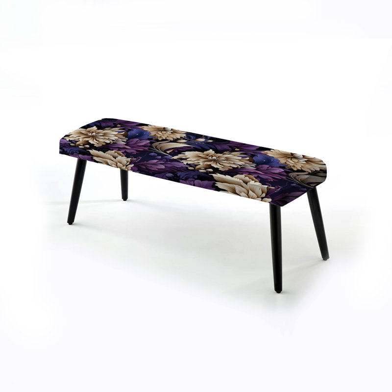 Fusion de damas pourpre - Banc rembourré damassé noir