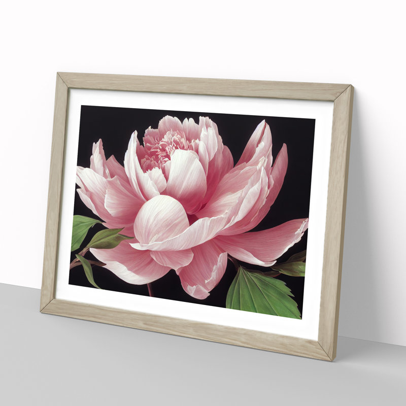 Delicious Peony Flower - Single Picture Frame Painting, 34cm H x 46cm W x 2cm D, Oak