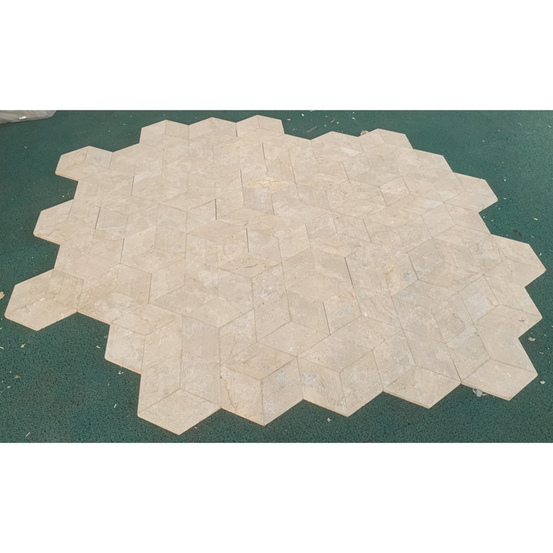 Marbre hexagonal jaune or beige, marbre naturel, pour mur, finition texturée FS, marbre cannelé 3D, pierre naturelle, marbre véritable, marbre véritable, 1 boîte de 12 pièces