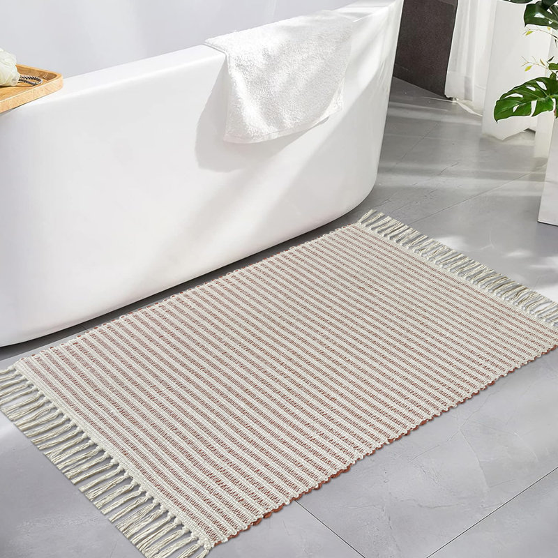 Tapis pour salle de bain en coton Annzley, Rouge, Simple - L 51 po x l 24 po
