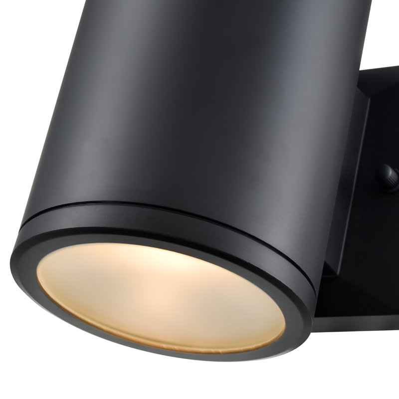 Ebern Designs Cornelius 1 Light Outdoor Wall Sconce in Powder Coated Black with Frosted Glass