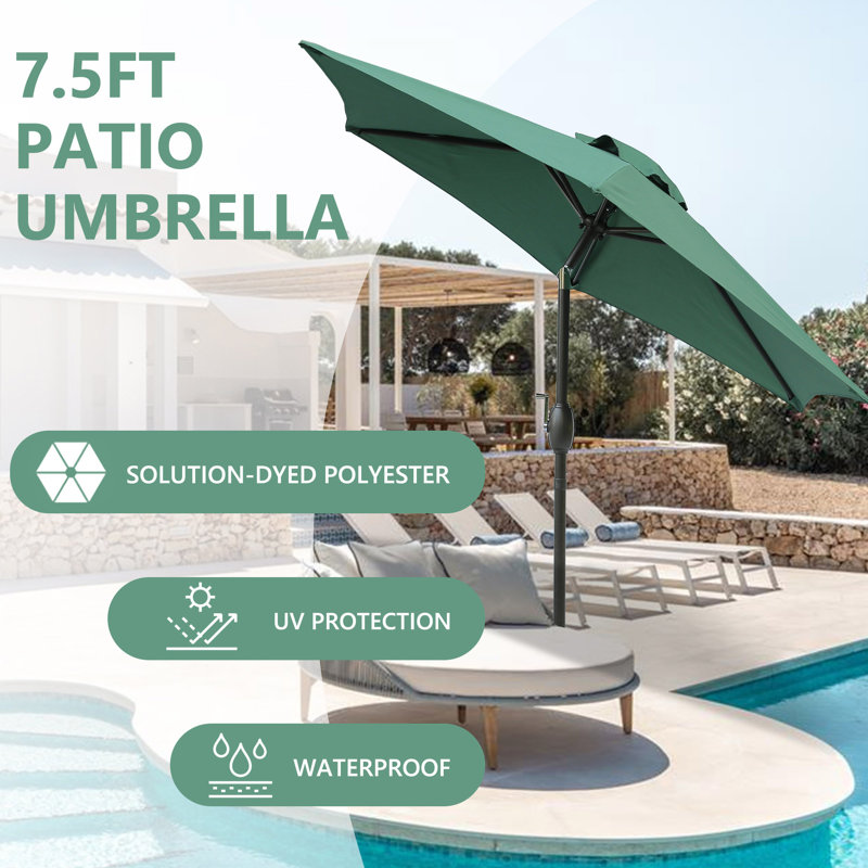 Parasol de table d'extérieur avec mât en aluminium, Vert foncé