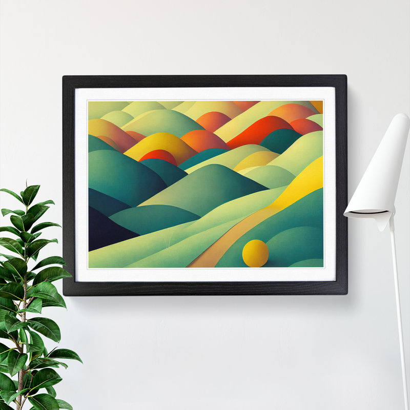 Beaming Spring Meadow Landscape Abstract - Single Picture Frame Print, 34cm H x 46cm W x 2cm D, Black