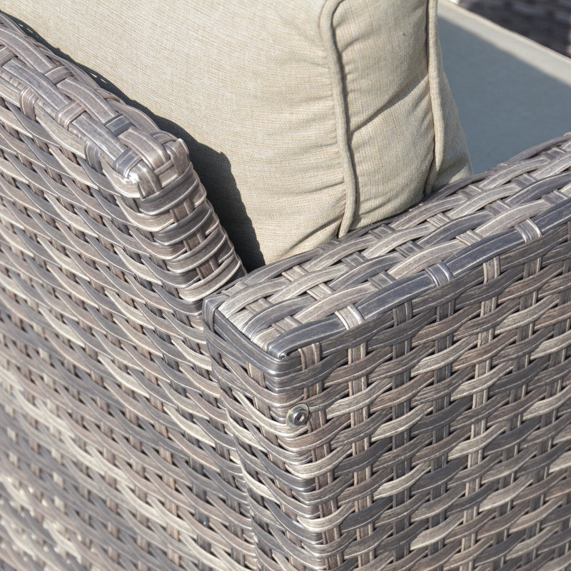 Beige Wicker Patio Chair Set with Cushions