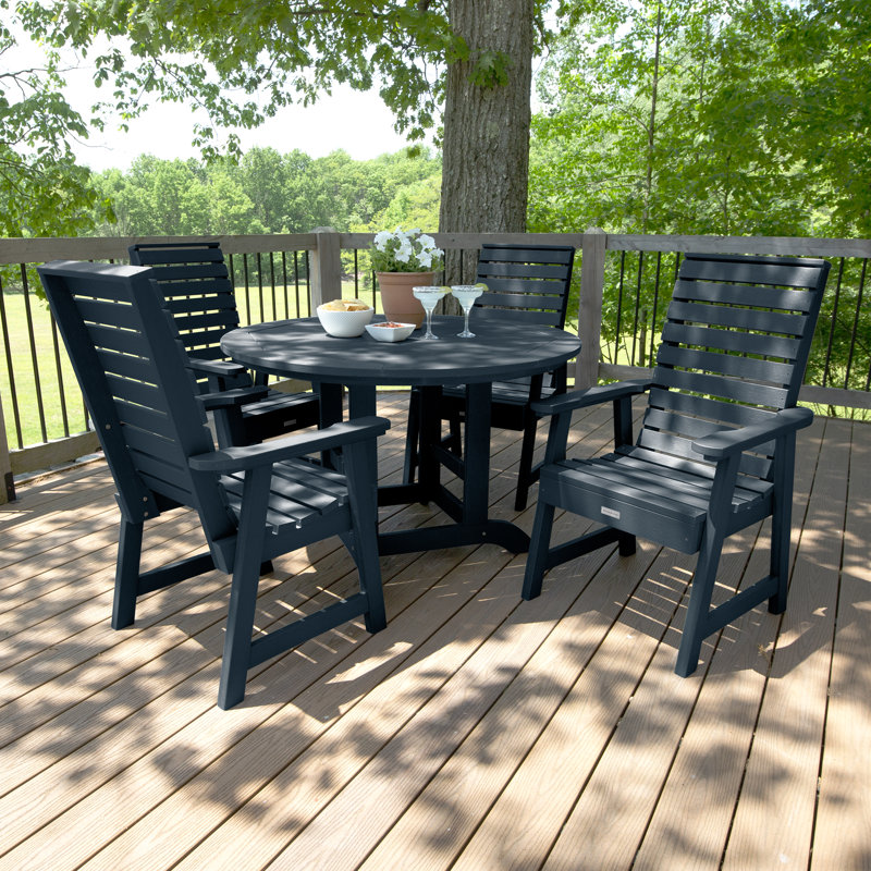 Ensemble de salle à manger d'extérieur 5 pièces 48 po Midwest, L 62,5 po x l 62,5 po x H 37 po, Bleu fédéral