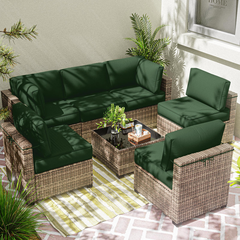 Ensemble de coussins d'extérieur 14 pièces Wynee, Vert olive