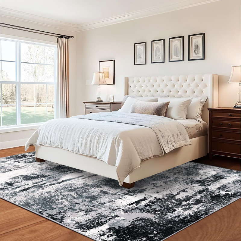 8x10ft Machine-washable Carpet, Cashmere-Look Rug with Non-Slip Backing and Durable Edging, Modern Oil Painting Style Rug Suitable for Living Room, Bedroom, Dining Room