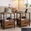 Ensemble de 2 tables de bout Rustic Brown avec station de charge, table d'appoint avec ports et prises USB, table de salon avec tiroir et tablettes de rangement, petites tables modernes-98303463