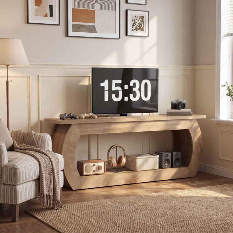 Meuble télé 63 po pour téléviseurs jusqu'à 65 po, console télé de style ferme pour salons et chambres