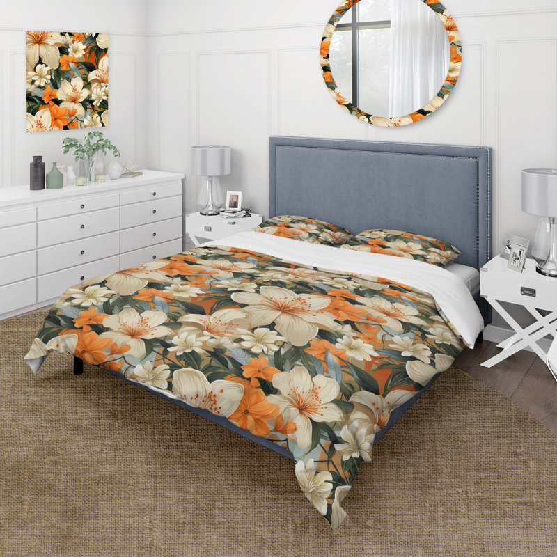 Ensemble de housse de couette Papaya Dreams, Housse de couette pour grand lit et 2 taies décor