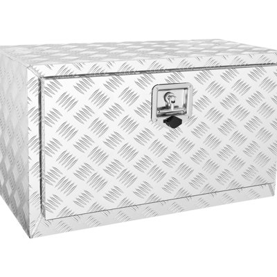 Boîte de rangement pour camion en tôle d'aluminium robuste 30 "14" 16 "avec loquet imperméable avec clés verrouillables pour fourgon de remorque de quincaillerie en alliage d'aluminium argenté